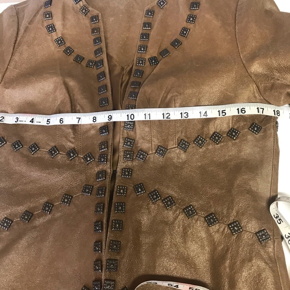 REBA Tan Leather Studded Jacket / Blazer * SZ S - Picture 9 of 16